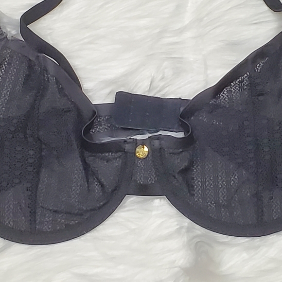 NEW Sam Edelman Black Geo Mesh Underwire Bra 32C 34DD - Picture 3 of 8